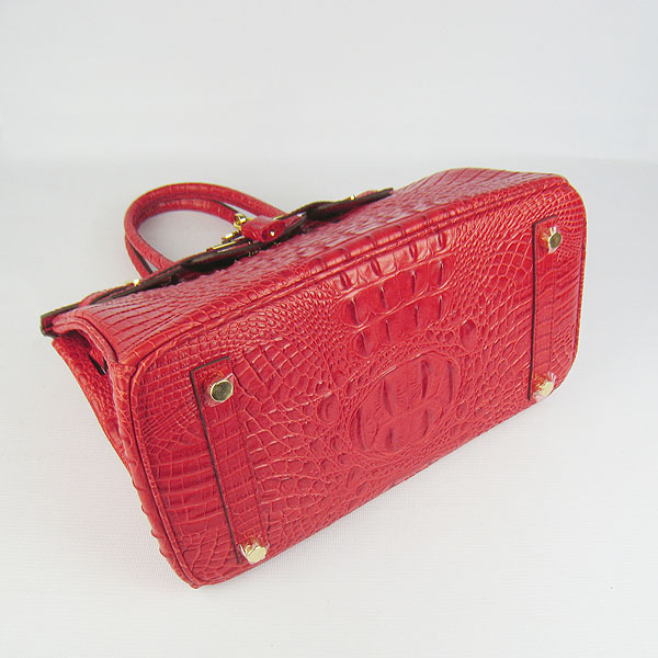 Replica Hermes Birkin 30CM Crocodile Head Veins Bag Red 6088 On Sale